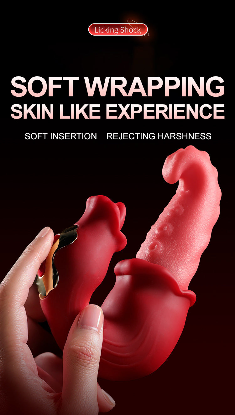 MizzGee Tongue-Touch Pleasure Wand - Soft Skin-like Wrap • Clever Tongue Licking • Agile Little Tongue