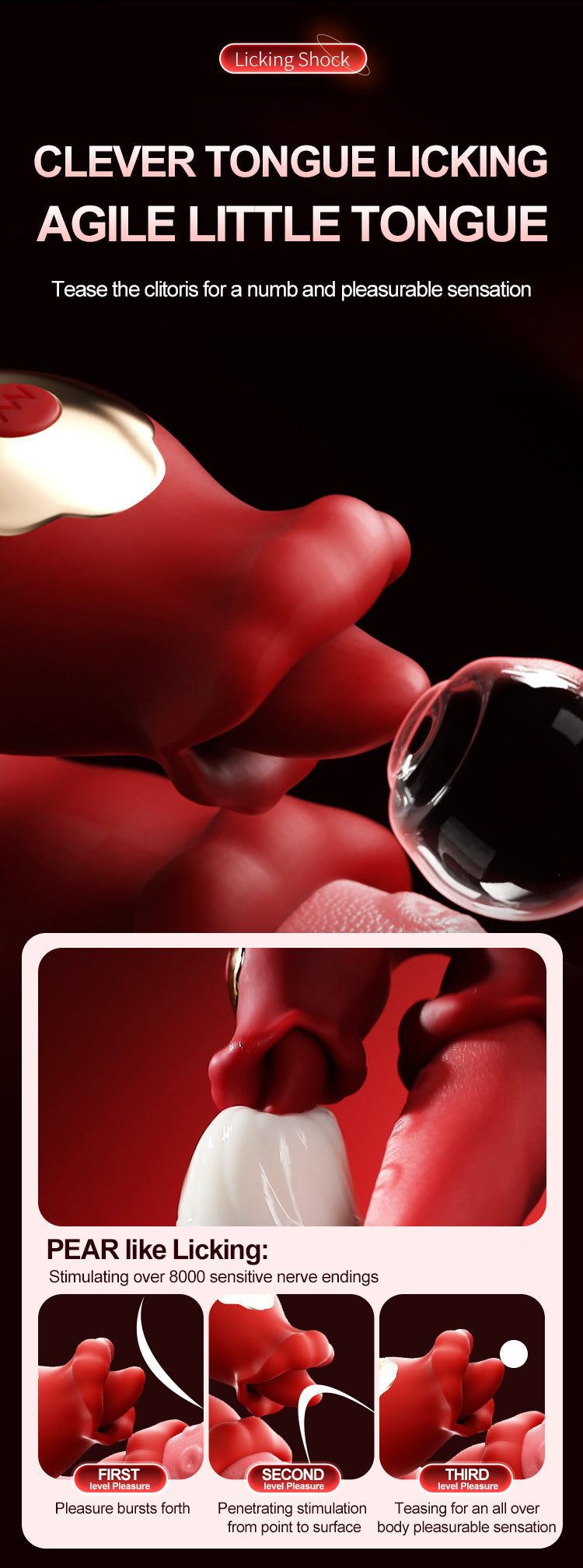 MizzGee Tongue-Touch Pleasure Wand - Soft Skin-like Wrap • Clever Tongue Licking • Agile Little Tongue