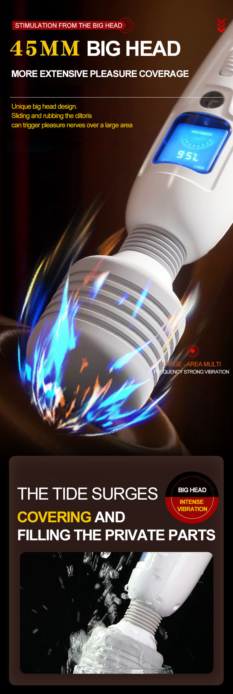 Earth-Shattering 360° swaying Rubbing Massager with 45mm Head, Ignite Unprecedented Pleasure
